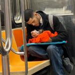 Un hombre alimenta con un biberón a un gatito callejero en el metro: foto viral