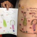 padre se hace tatuaje del último dibujo de su hija muerta