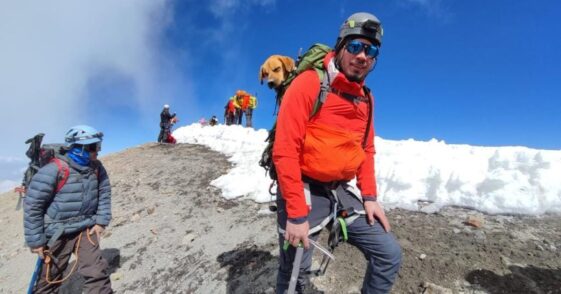 Unos excursionistas suben al pico más alto de México para rescatar a un perro perdido y bajarlo en una mochila