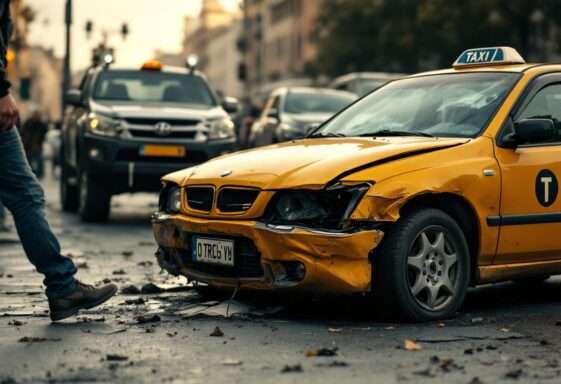 Immagine di un incidente stradale a Trelew con veicoli danneggiati