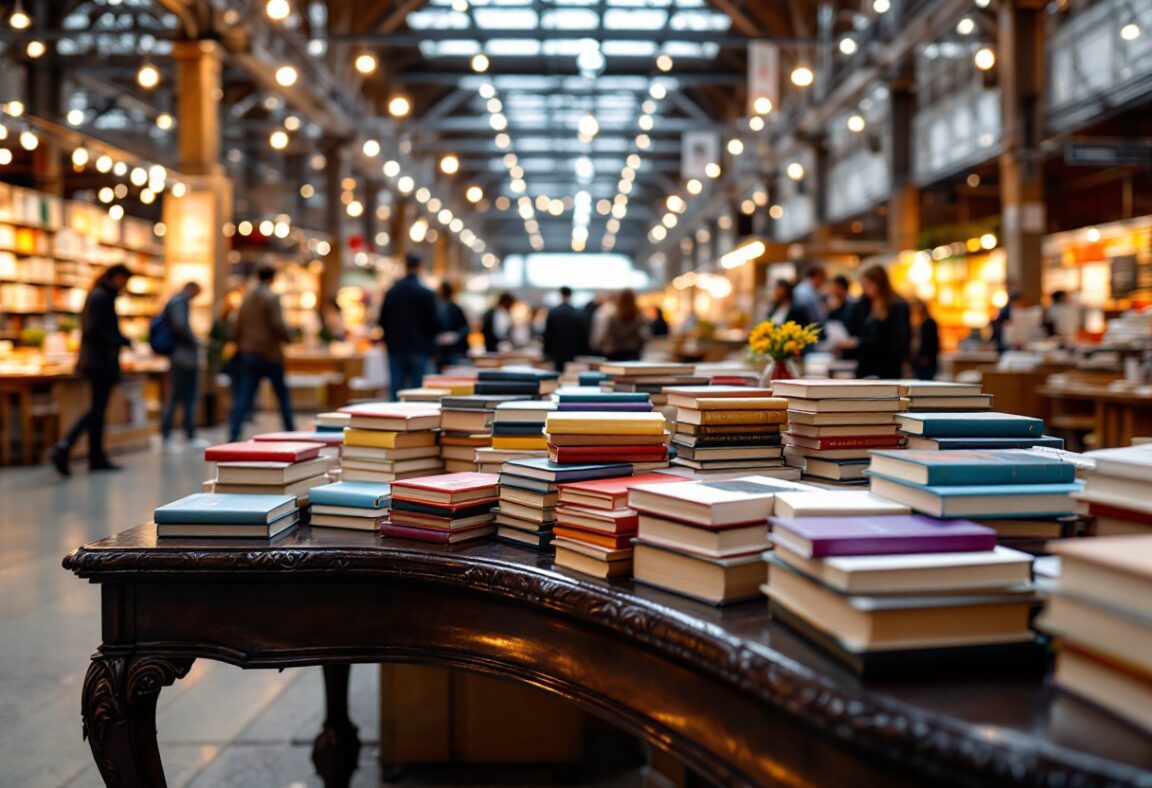 Immagine della Bienal del Libro Río 2025 con libri e visitatori