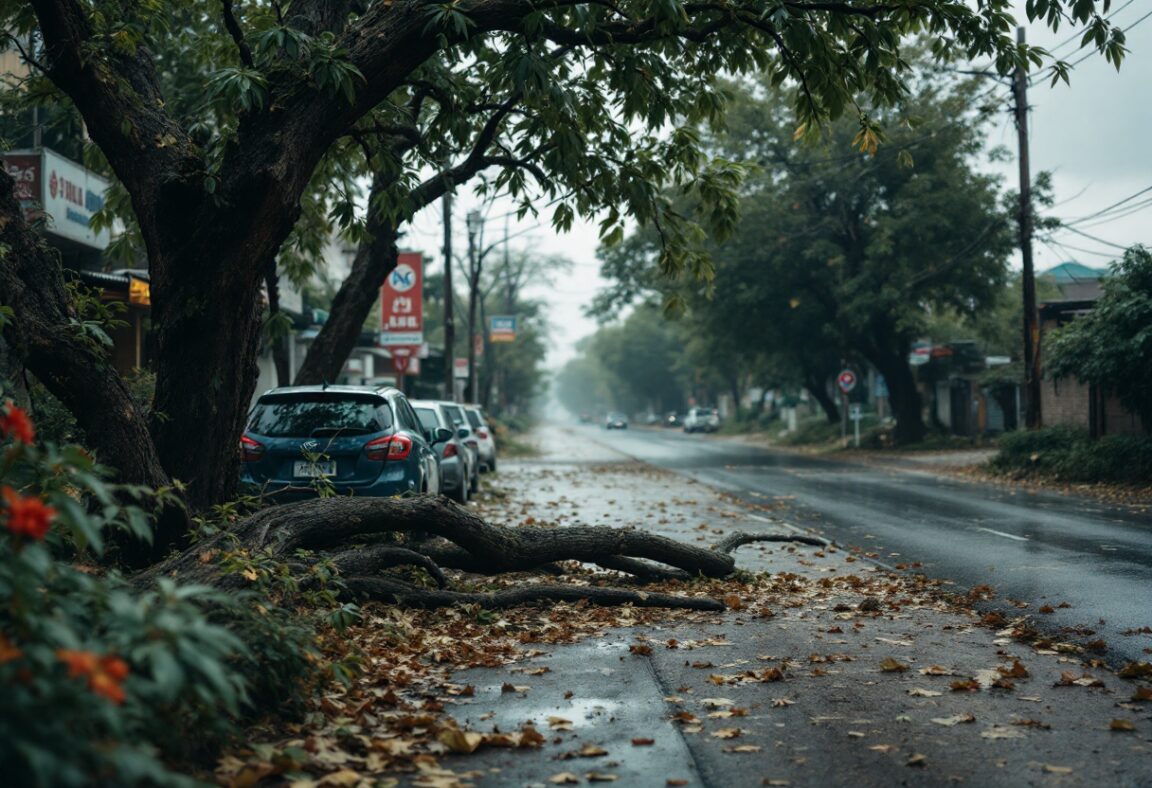 Alberi abbattuti a São Paulo dopo una forte tempesta