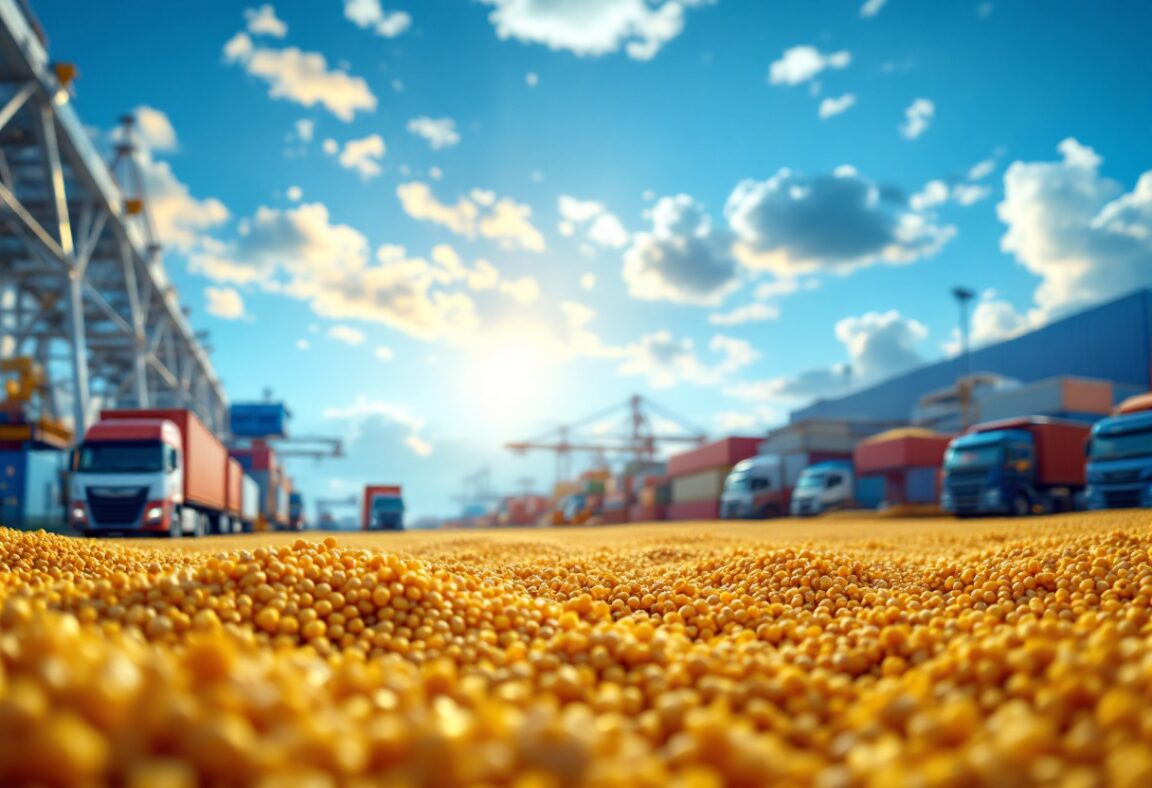 Immagine del porto di Porto Velho durante la raccolta della soia