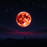 Fotografía de la luna de sangre capturada con un celular