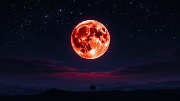 Fotografía de la luna de sangre capturada con un celular