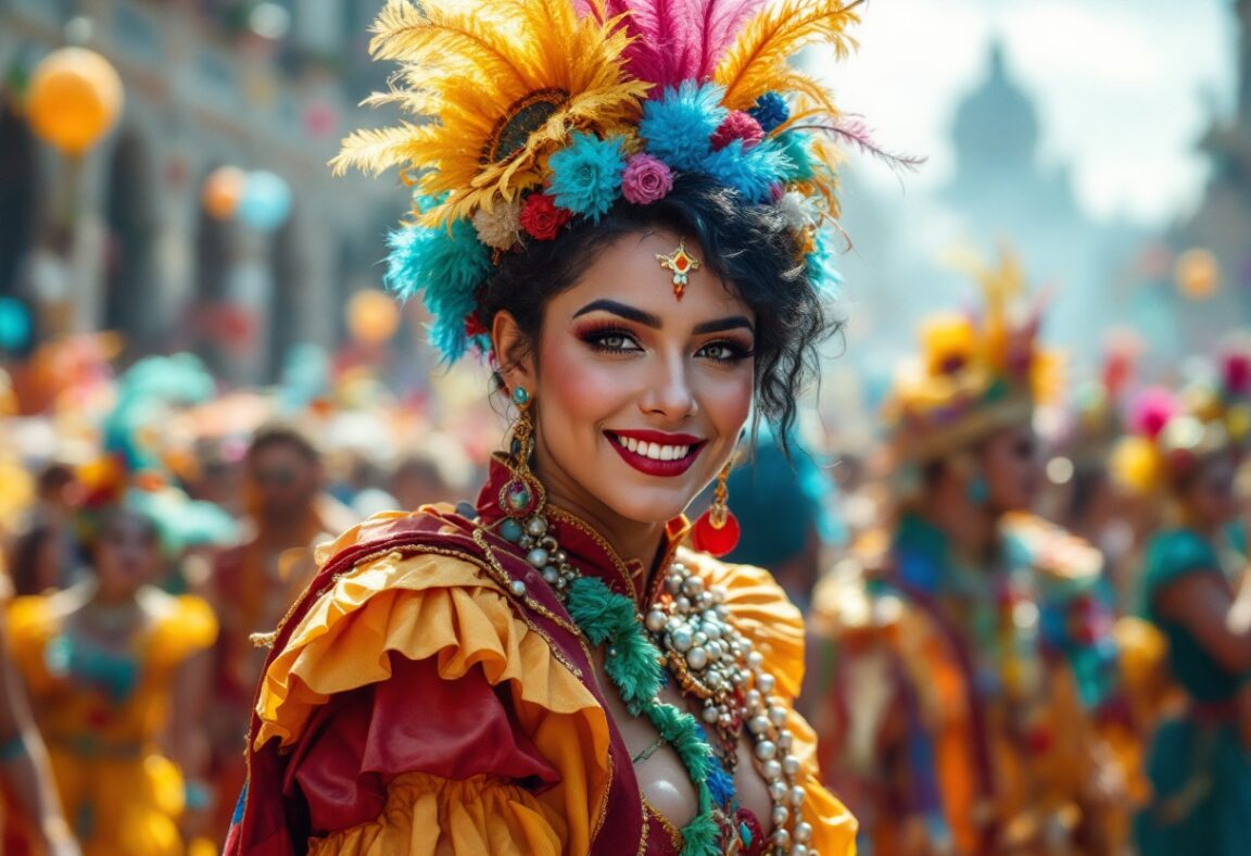 Immagine del Carnaval di São Paulo con colori vivaci e danzatori