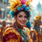 Immagine del Carnaval di São Paulo con colori vivaci e danzatori