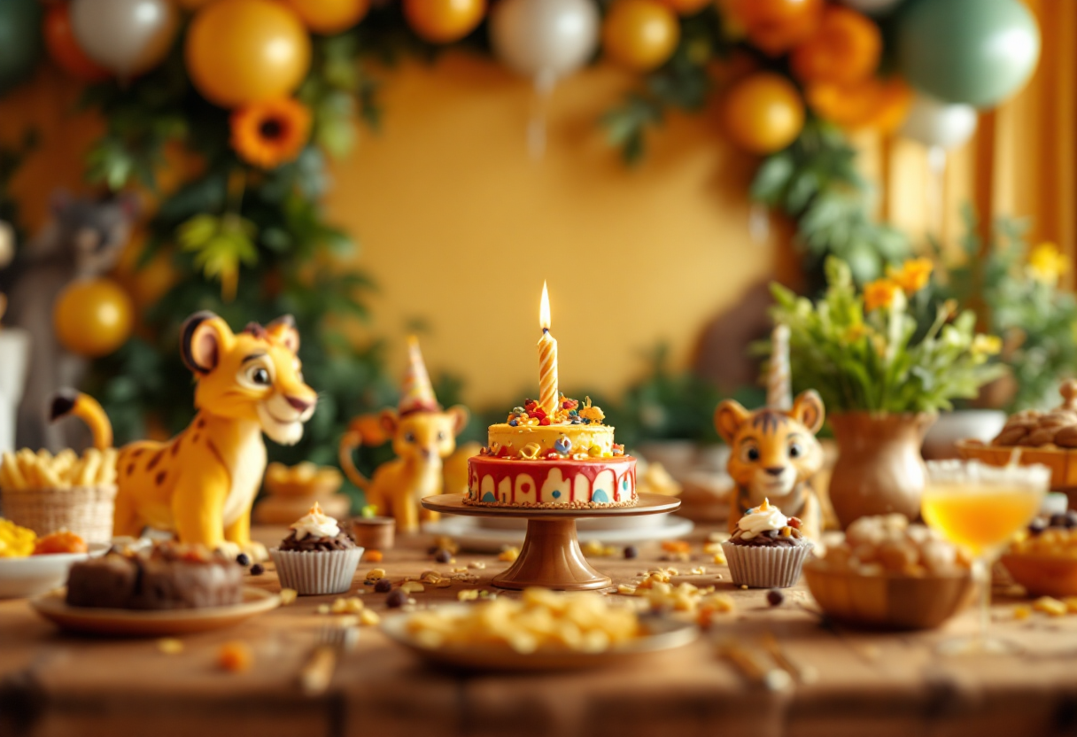 Ciro Messi con decorazioni di Mufasa per il compleanno