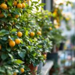 Alberi da frutto in macetas in un giardino urbano