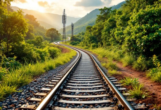 Treno in movimento sulla ferrovia Carajás