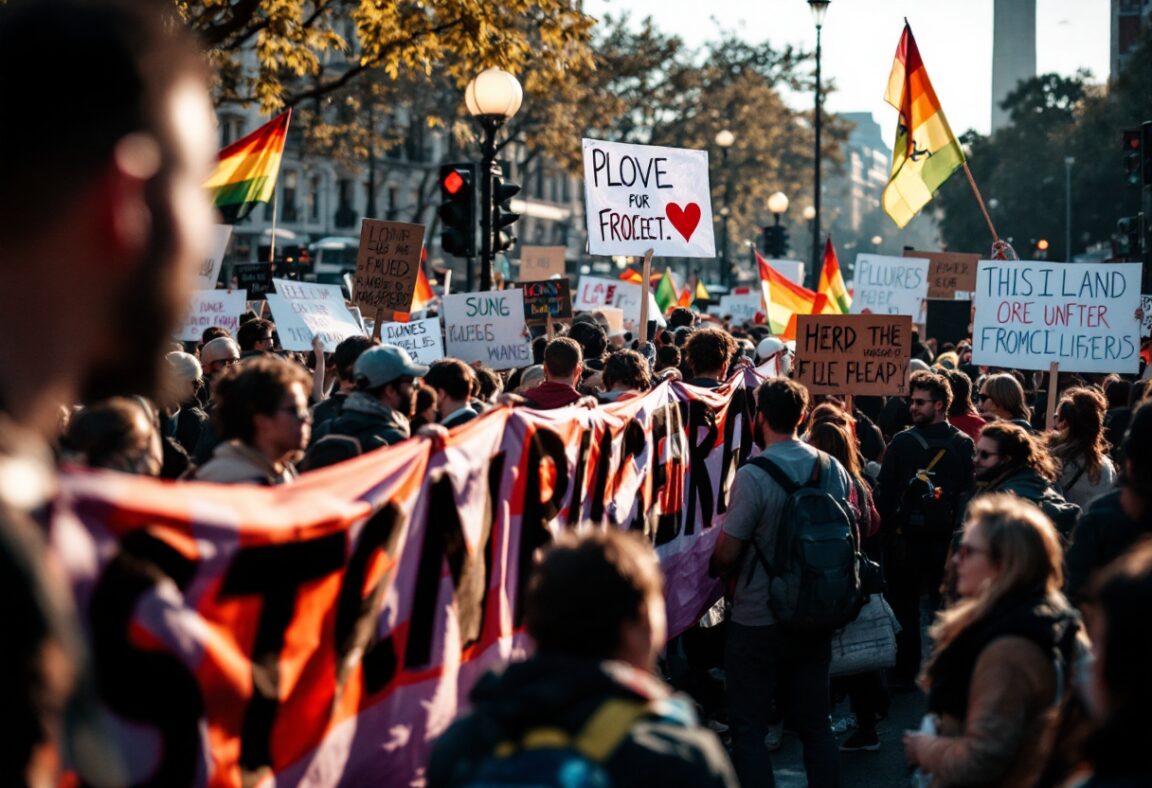 Manifestazione di jubilati con la diputata Lemoine in primo piano