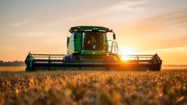 Cosechadora S7 de John Deere en un campo agrícola