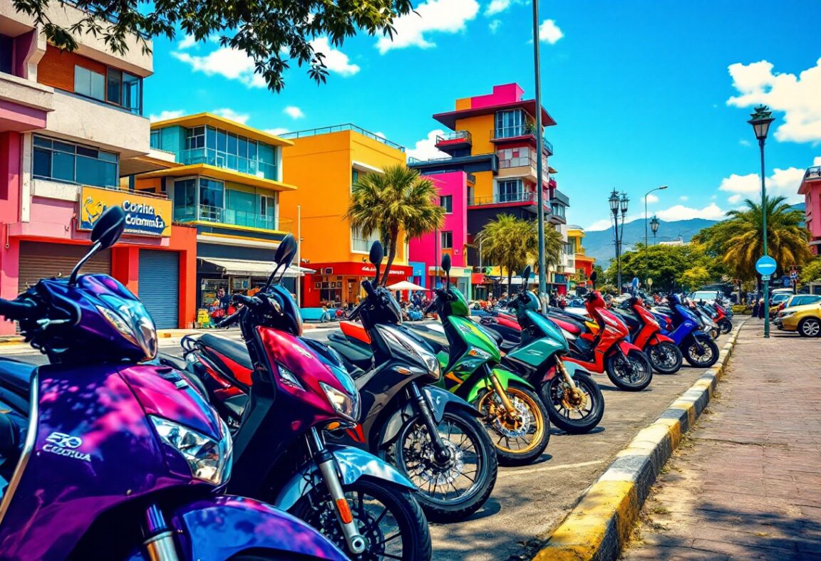 Motocicletas en una carretera colombiana affollata