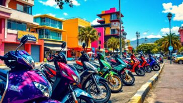 Motocicletas en una carretera colombiana affollata