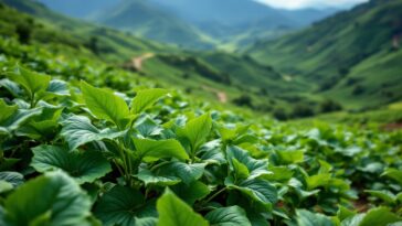 Campo de coca en el Cauca, Colombia, con cultivos verdes