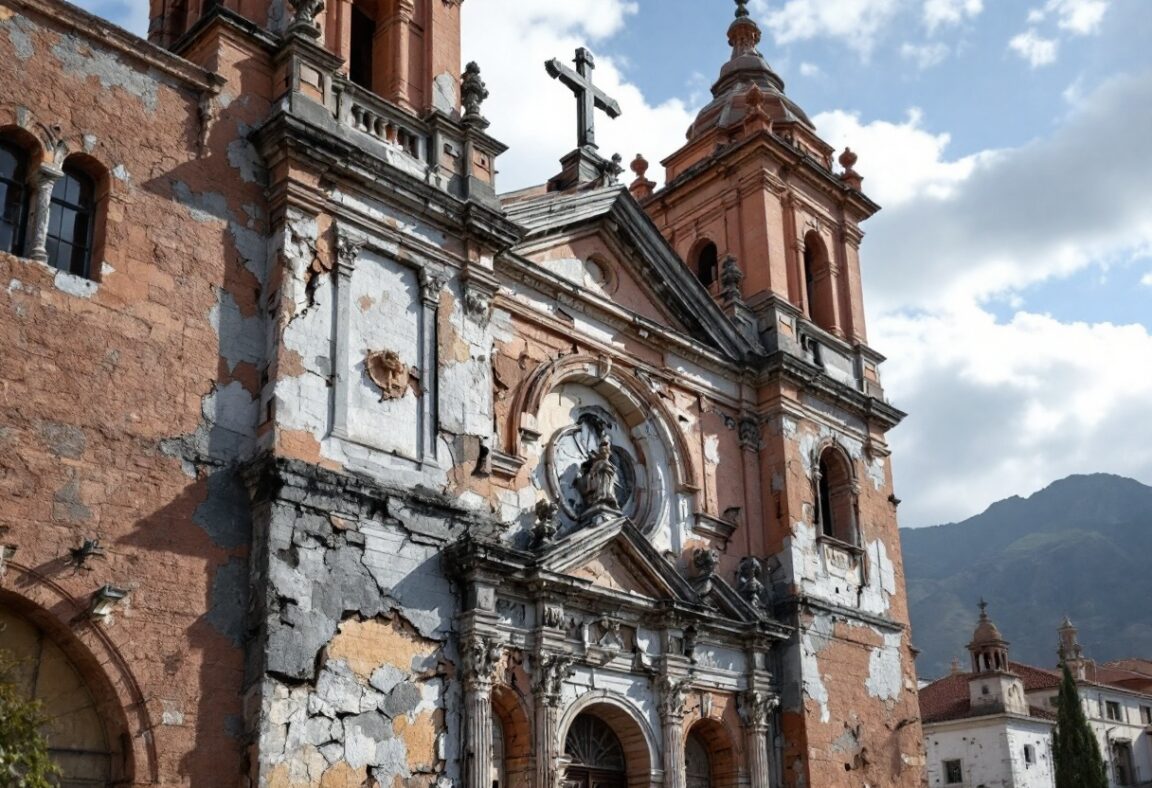 Danni visibili alla Cattedrale Basílica di San Salvador