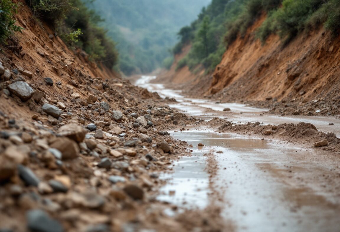 Immagine di un'area colpita da derrumbes a Ibagué