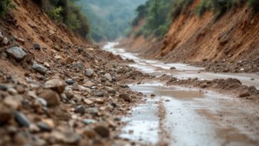 Immagine di un'area colpita da derrumbes a Ibagué