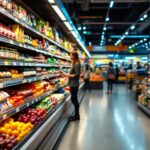 Jubilados disfrutando de descuentos en un supermercado