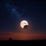 Eclipse lunar visto desde la Tierra en una noche clara