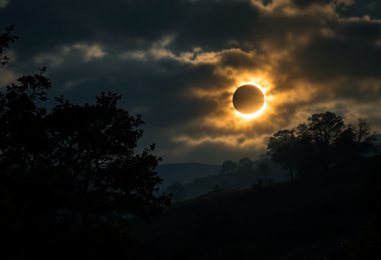 Eclipse solar parcial visto desde la Tierra