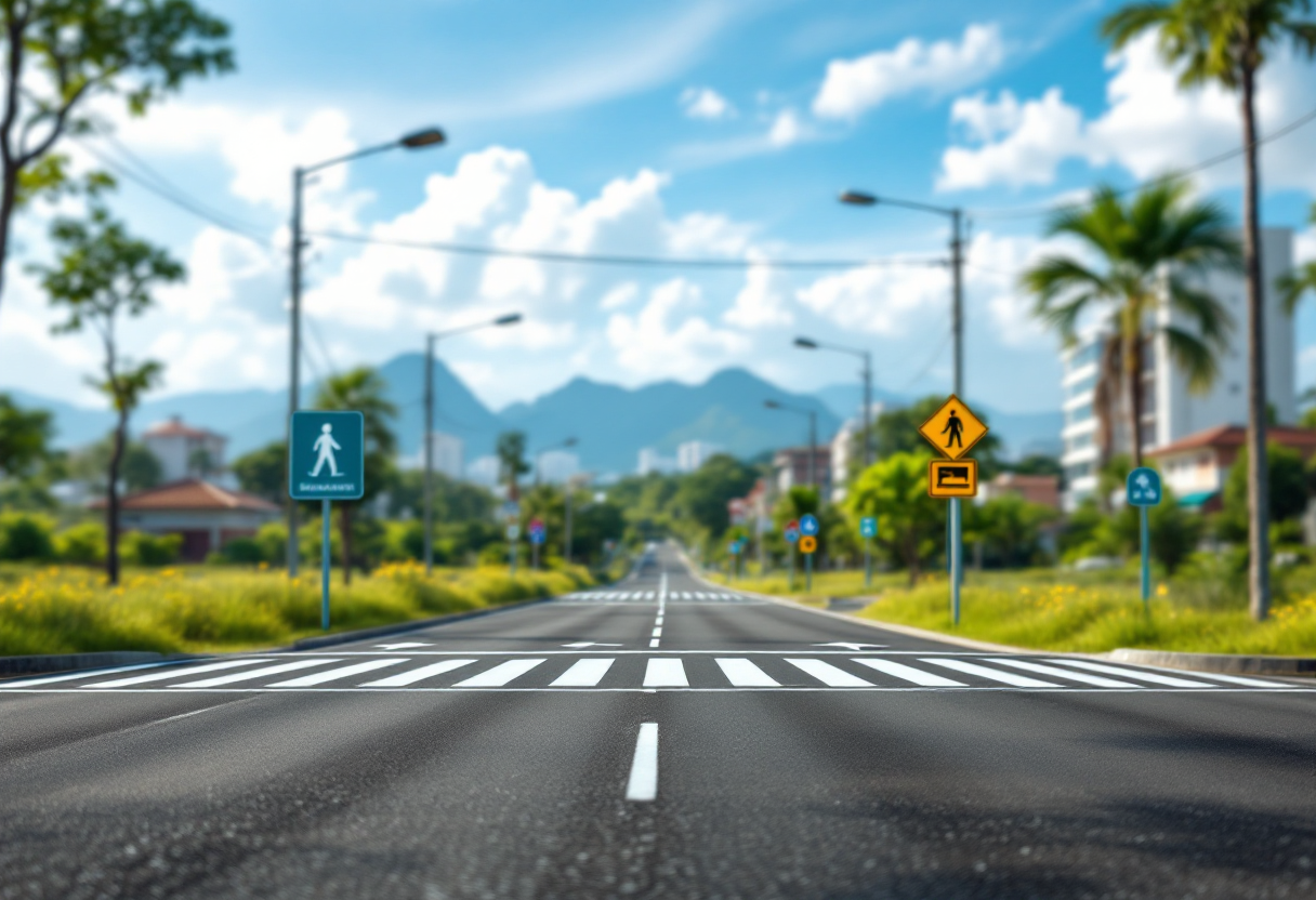 Carretera moderna en Brasil con señalización Ecovias