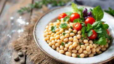 Un plato delicioso con feijão y verduras frescas