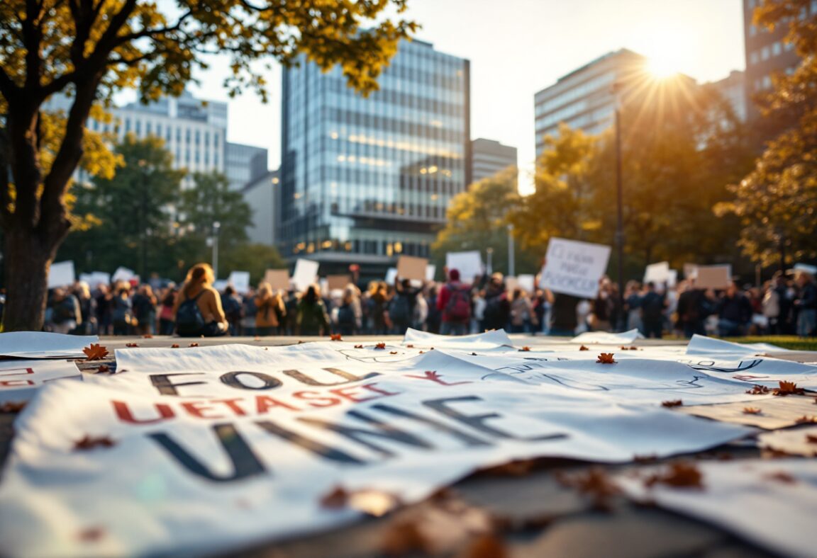 Estudiante protestando contra la guerra y la deportación