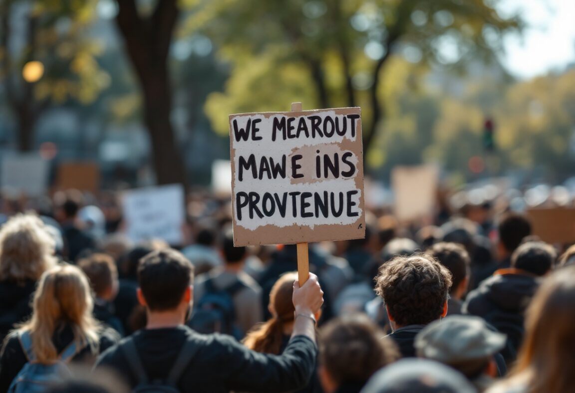 Manifestazione di jubilati per i diritti in strada