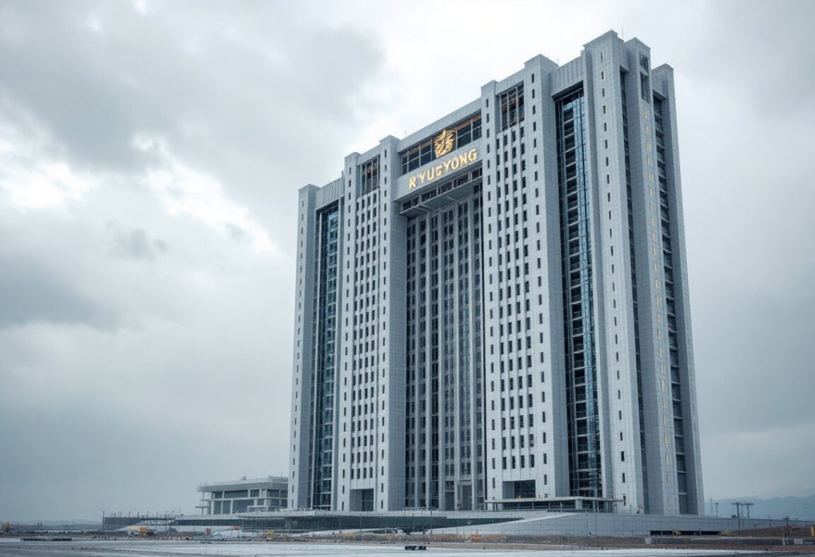 Vista del enigmático Hotel Ryugyong en Pyongyang