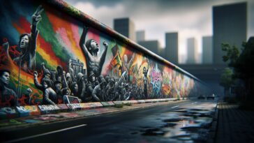 Grafiti colorati che rappresentano la cultura urbana contemporanea