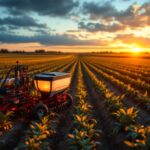 Maquinaria agrícola moderna en acción durante la siembra