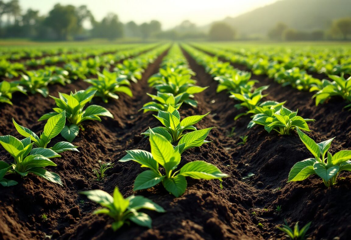 Sembradora moderna en un campo agrícola innovador