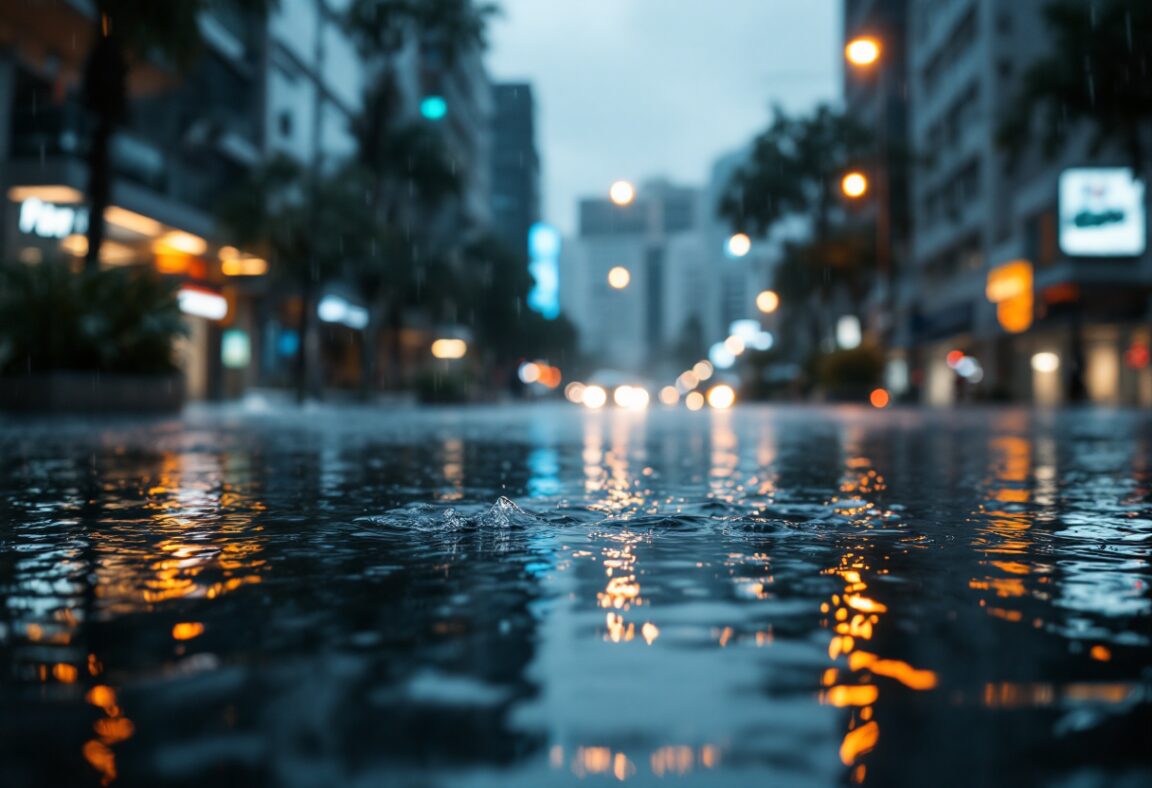 Immagine di forti piogge a Rio de Janeiro con danni visibili