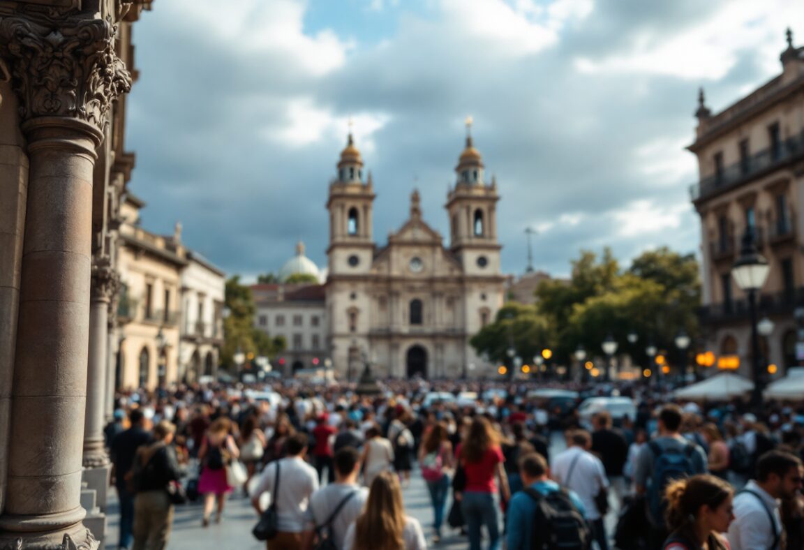 Manifestazione politica in Argentina con simboli di speranza