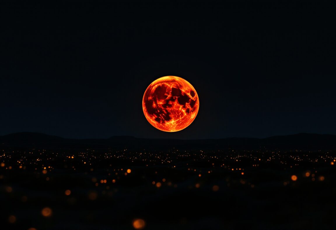 Immagine della luna di sangue durante un'eclissi