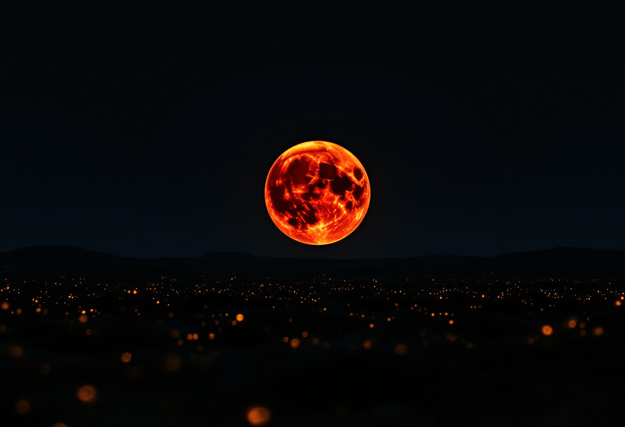 Immagine della luna di sangue durante un'eclissi