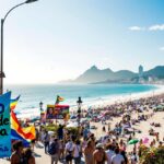 Manifestación en Copacabana con bandiere bolsonariste