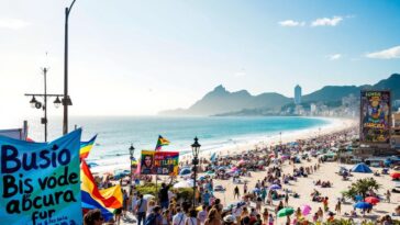 Manifestación en Copacabana con bandiere bolsonariste