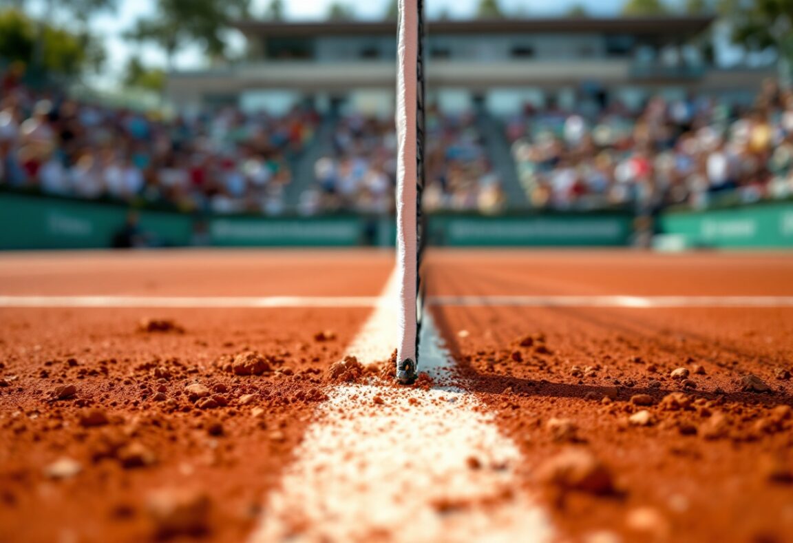 Mirra Andreeva in azione durante un torneo di tennis