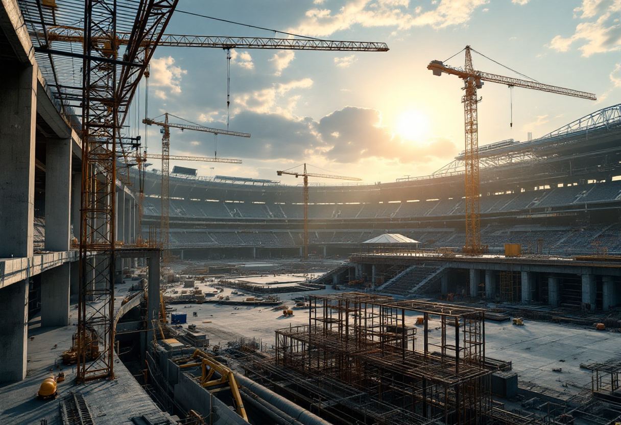 Render del nuevo estadio del Manchester United en construcción