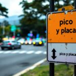 Señal de tráfico sobre restricciones de pico y placa en Pereira