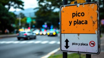 Señal de tráfico sobre restricciones de pico y placa en Pereira