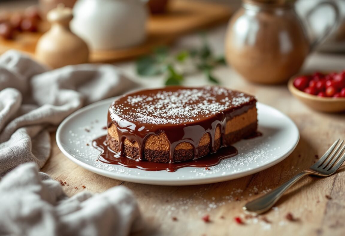 Delicioso pudín de chocolate en un plato elegante