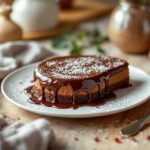 Delicioso pudín de chocolate en un plato elegante