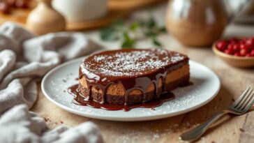 Delicioso pudín de chocolate en un plato elegante