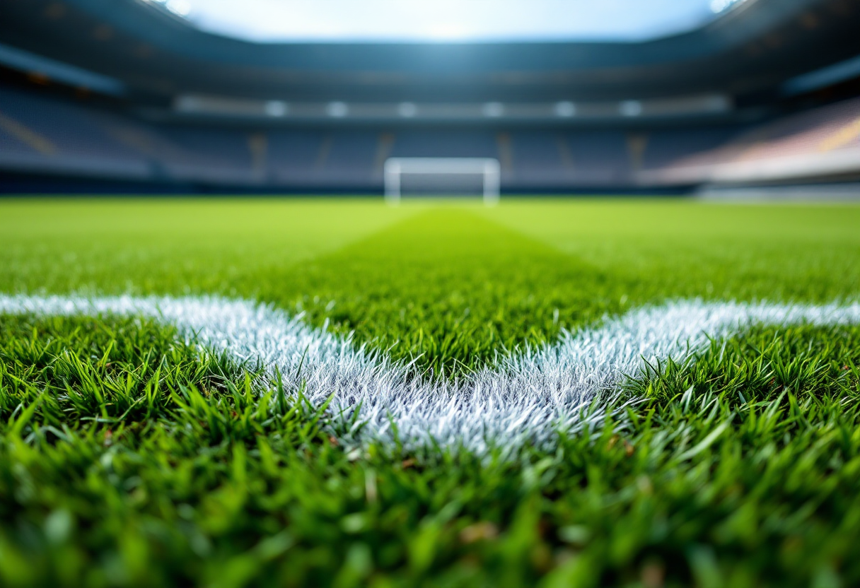 Giocatori di calcio in campo con simboli contro il razzismo