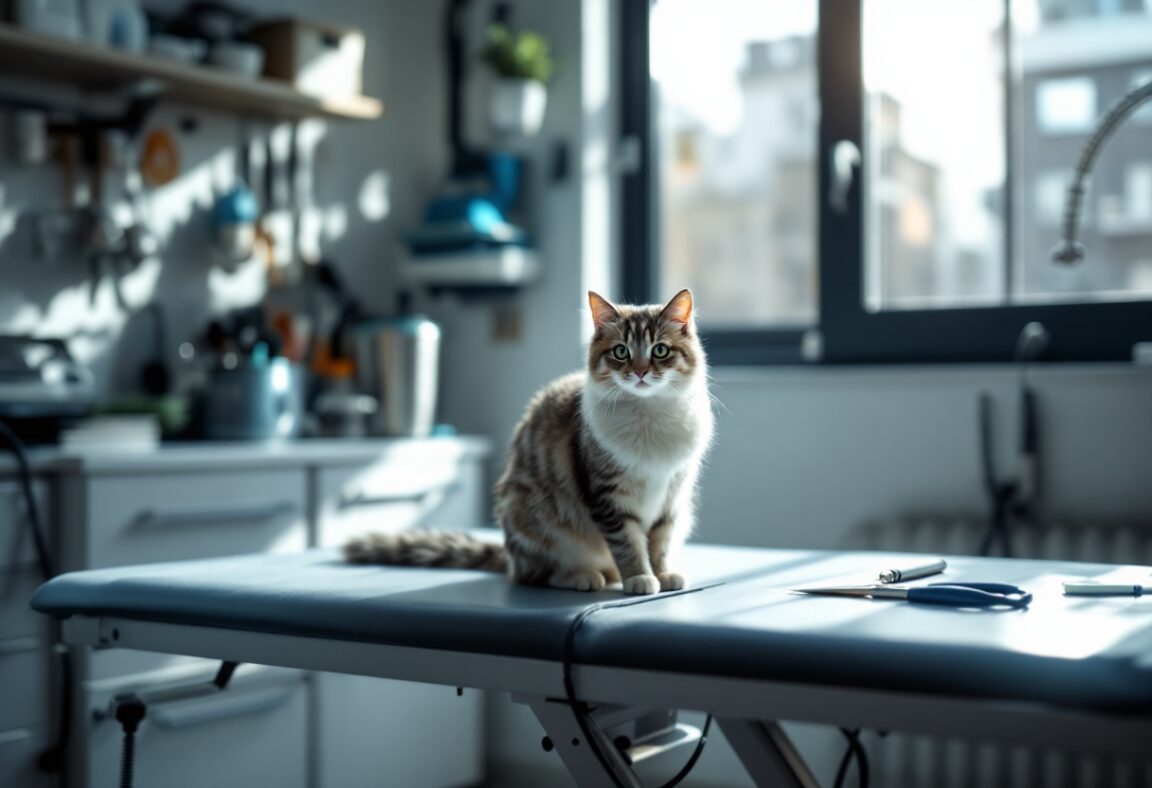 Gato saludable en consulta veterinaria