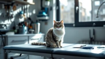 Gato saludable en consulta veterinaria