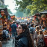 Vista del parque cultural en São Paulo con famiglie e bambini